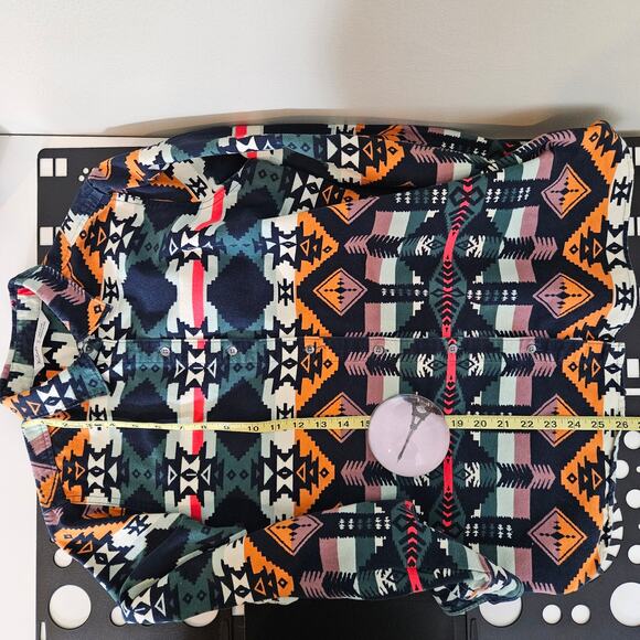 Woolrich Southwestern Print Flannel Button-Up Aztec Cotton Shirt | Women M - Picture 7 of 16